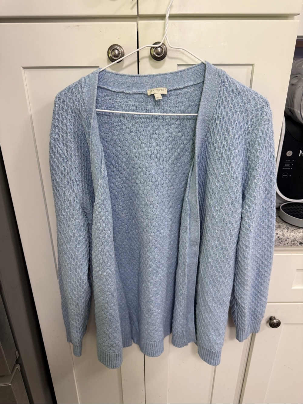 Talbots Baby Blue Open-Front Knit Cardigan